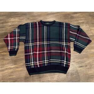 Vtg Orvis Tartan Plaid Pullover Crewneck Sweater Mens M 90's Grandpacore Cotton